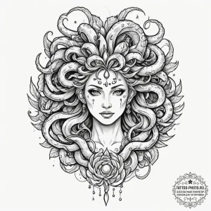 Tattoo design, an ew jammer stylized as a myt... - эскиз тату (№1751565616_0, 03.07.2025 18:00) — tattoo-photo.ru