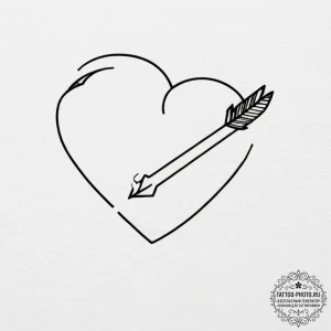 Tattoo design, handpoke style, a heart with a... - эскиз тату (№1751566045_0, 03.07.2025 18:07) — tattoo-photo.ru