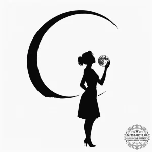 Tattoo design, a woman's silhouette against a... - эскиз тату (№1751566129_0, 03.07.2025 18:08) — tattoo-photo.ru