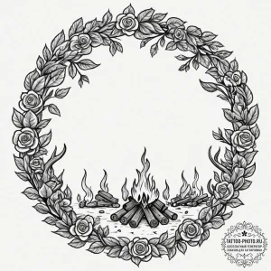 Tattoo design, a circle of dancing vikings ar... - эскиз тату (№1751566907_0, 03.07.2025 18:21) — tattoo-photo.ru