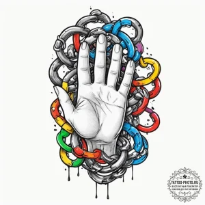 Tattoo design, a massive chain, its links are... - эскиз тату (№1751567853_0, 03.07.2025 18:37) — tattoo-photo.ru