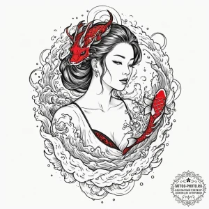 Tattoo design, a tarot card, "the star", reim... - эскиз тату (№1751568288_0, 03.07.2025 18:44) — tattoo-photo.ru