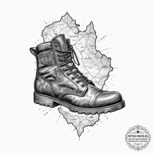 Tattoo design, a soldier's boot print, inside... - эскиз тату (№1751569152_0, 03.07.2025 18:59) — tattoo-photo.ru