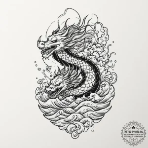 Tattoo design, a viking longship sailing thro... - эскиз тату (№1751572291_0, 03.07.2025 19:51) — tattoo-photo.ru
