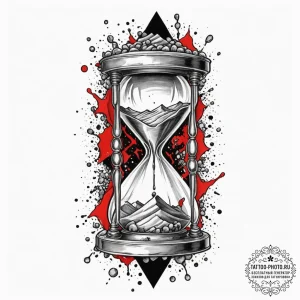 Tattoo design, a shattered hourglass, the san... - эскиз тату (№1751572370_0, 03.07.2025 19:52) — tattoo-photo.ru