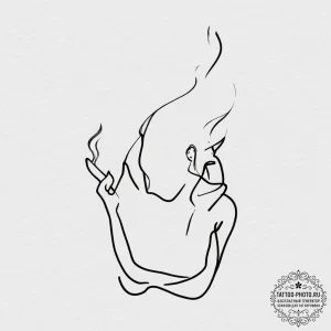 Tattoo design, a single lit cigarette in the... - эскиз тату (№1751572609_0, 03.07.2025 19:56) — tattoo-photo.ru