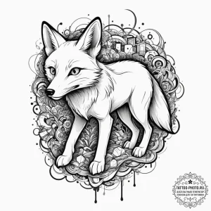 Tattoo design, a spectral fox made of electro... - эскиз тату (№1751573470_0, 03.07.2025 20:11) — tattoo-photo.ru