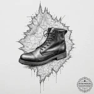 Tattoo design, a soldier's boot print, inside... - эскиз тату (№1751573728_0, 03.07.2025 20:15) — tattoo-photo.ru