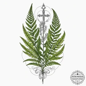 Tattoo design, a fern leaf, drawn with perfec... - эскиз тату (№1751573816_0, 03.07.2025 20:16) — tattoo-photo.ru