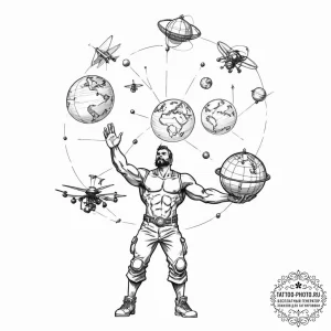 Tattoo design, atlas, the titan, but instead... - эскиз тату (№1751574415_0, 03.07.2025 20:26) — tattoo-photo.ru