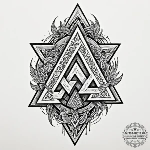 Tattoo design, a collage of viking symbols (v... - эскиз тату (№1751575012_0, 03.07.2025 20:36) — tattoo-photo.ru