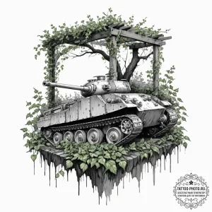 Tattoo design, the destroyed, skeletal remain... - эскиз тату (№1751575098_0, 03.07.2025 20:38) — tattoo-photo.ru