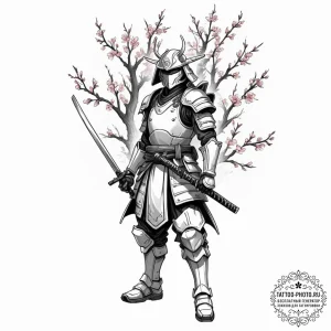 Tattoo sleeve design, cyber-samurai fusion, s... - эскиз тату (№1751575529_0, 03.07.2025 20:45) — tattoo-photo.ru