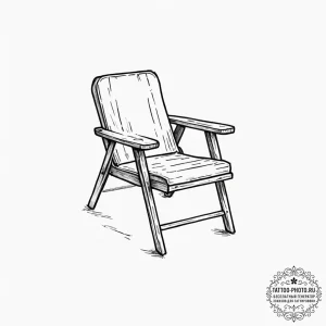 Tattoo design, handpoke style, a lawn chair,... - эскиз тату (№1751576132_0, 03.07.2025 20:55) — tattoo-photo.ru