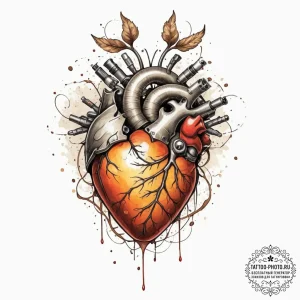 Tattoo design, an anatomical heart with a rec... - эскиз тату (№1751576478_0, 03.07.2025 21:01) — tattoo-photo.ru