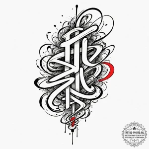 Tattoo design, a spine tattoo made of abstrac... - эскиз тату (№1751577332_0, 03.07.2025 21:15) — tattoo-photo.ru