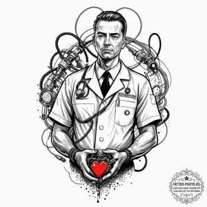 Tattoo sleeve design, black market surgeon, a... - эскиз тату (№1751577763_0, 03.07.2025 21:22) — tattoo-photo.ru