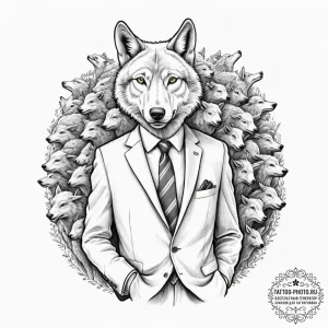 Tattoo design, a wolf in sheep's clothing, bu... - эскиз тату (№1751578108_0, 03.07.2025 21:28) — tattoo-photo.ru