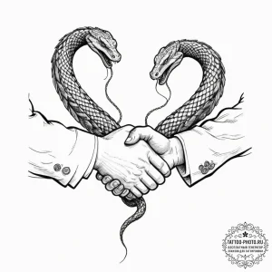 Tattoo design, two politicians shaking hands,... - эскиз тату (№1751578193_0, 03.07.2025 21:29) — tattoo-photo.ru