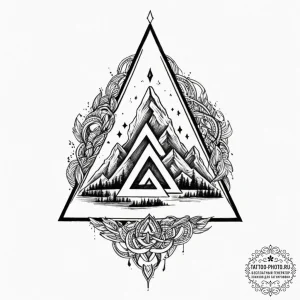 Tattoo design, the valknut symbol, each of th... - эскиз тату (№1751578622_0, 03.07.2025 21:37) — tattoo-photo.ru