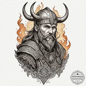 Tattoo design, a viking warrior composed enti... - эскиз тату (№1751578963_0, 03.07.2025 21:42) — tattoo-photo.ru