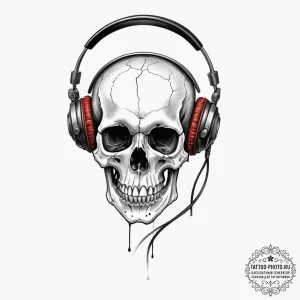 Tattoo design, a traditional skull, but it's... - эскиз тату (№1751579565_0, 03.07.2025 21:52) — tattoo-photo.ru