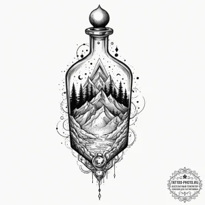 Tattoo sketch of a floating norse temple in a... - эскиз тату (№1751579736_0, 03.07.2025 21:55) — tattoo-photo.ru
