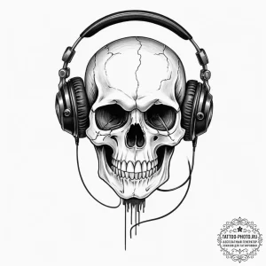 Tattoo design, a traditional skull, but it's... - эскиз тату (№1751580079_0, 03.07.2025 22:01) — tattoo-photo.ru
