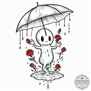 Tattoo design, a kasa-obake (umbrella ghost),... - эскиз тату (№1751580938_0, 03.07.2025 22:15) — tattoo-photo.ru