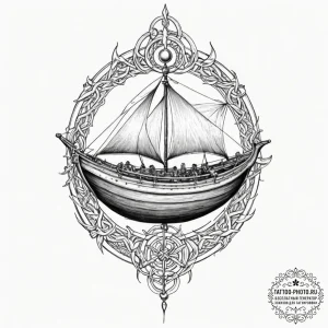 Tattoo sketch of a viking longship made from... - эскиз тату (№1751581794_0, 03.07.2025 22:29) — tattoo-photo.ru