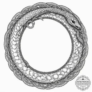 Tattoo design, an ouroboros (snake eating its... - эскиз тату (№1751582392_0, 03.07.2025 22:39) — tattoo-photo.ru