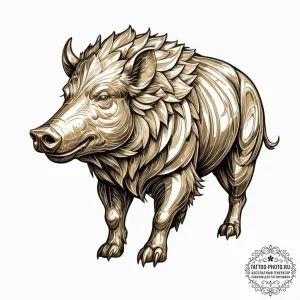 Tattoo design, the golden-bristled boar gulli... - эскиз тату (№1751584278_0, 03.07.2025 23:11) — tattoo-photo.ru