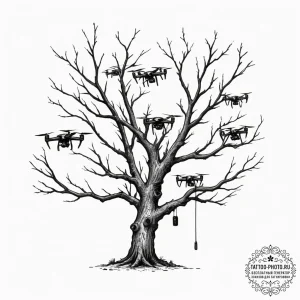 Tattoo design, a group of drones sleeping or... - эскиз тату (№1751584451_0, 03.07.2025 23:14) — tattoo-photo.ru