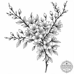 Tattoo design, a cherry blossom branch, but t... - эскиз тату (№1751584622_0, 03.07.2025 23:17) — tattoo-photo.ru