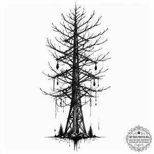 Tattoo design, an ew antenna tower stylized a... - эскиз тату (№1751584709_0, 03.07.2025 23:18) — tattoo-photo.ru