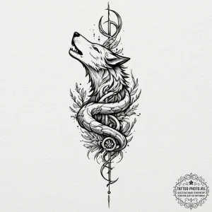 Tattoo sketch — wolf spine stretched into a s... - эскиз тату (№1751585311_0, 03.07.2025 23:28) — tattoo-photo.ru