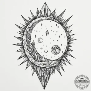 Tattoo design, a shattered mirror, each shard... - эскиз тату (№1751585483_0, 03.07.2025 23:31) — tattoo-photo.ru