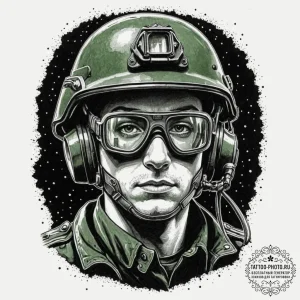 Tattoo design, portrait of a soldier, only th... - эскиз тату (№1751587195_0, 03.07.2025 23:59) — tattoo-photo.ru