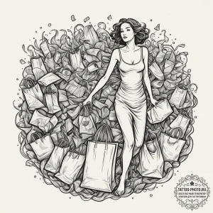 Tattoo design, a person drowning in a sea of... - эскиз тату (№1751587697_0, 04.07.2025 00:08) — tattoo-photo.ru