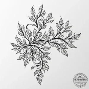 Tattoo design, handpoke style, a simple leaf... - эскиз тату (№1751588105_0, 04.07.2025 00:15) — tattoo-photo.ru