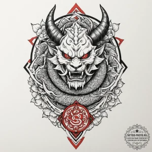 Tattoo design, a viking-themed mandala, with... - эскиз тату (№1751588279_0, 04.07.2025 00:17) — tattoo-photo.ru