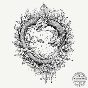 Tattoo design, a drone's view of a forest, bu... - эскиз тату (№1751589141_0, 04.07.2025 00:32) — tattoo-photo.ru