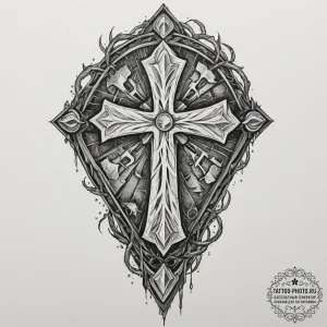Tattoo design, a cracked and weathered rune s... - эскиз тату (№1751589664_0, 04.07.2025 00:41) — tattoo-photo.ru