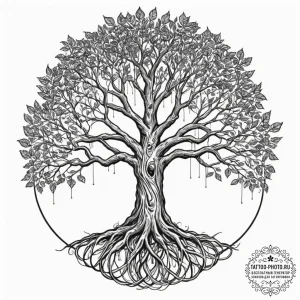 Tattoo design, roots of a tree morphing into... - эскиз тату (№1751590526_0, 04.07.2025 00:55) — tattoo-photo.ru