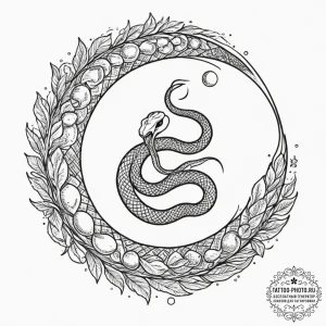 Tattoo design, an ouroboros (snake eating its... - эскиз тату (№1751590610_0, 04.07.2025 00:56) — tattoo-photo.ru