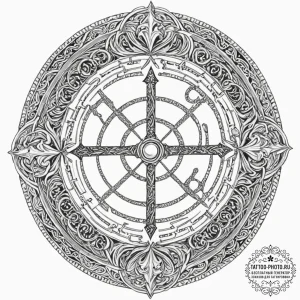 Tattoo design, a magic circle, with intricate... - эскиз тату (№1751590784_0, 04.07.2025 00:59) — tattoo-photo.ru