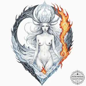 Tattoo design, goddess hel, her body splittin... - эскиз тату (№1751590945_0, 04.07.2025 01:02) — tattoo-photo.ru