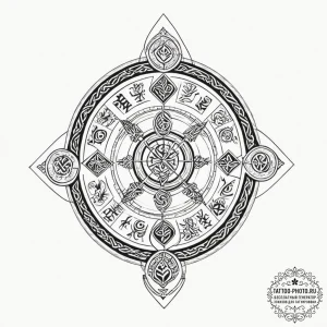Tattoo sketch of viking chessboard where rune... - эскиз тату (№1751592290_0, 04.07.2025 01:24) — tattoo-photo.ru