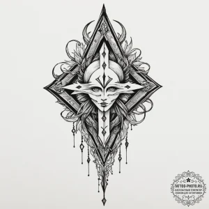 Tattoo sketch of a blind seer with rune eyes... - эскиз тату (№1751592464_0, 04.07.2025 01:27) — tattoo-photo.ru