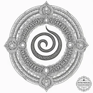 Tattoo sketch of a serpent biting its own tai... - эскиз тату (№1751592550_0, 04.07.2025 01:29) — tattoo-photo.ru